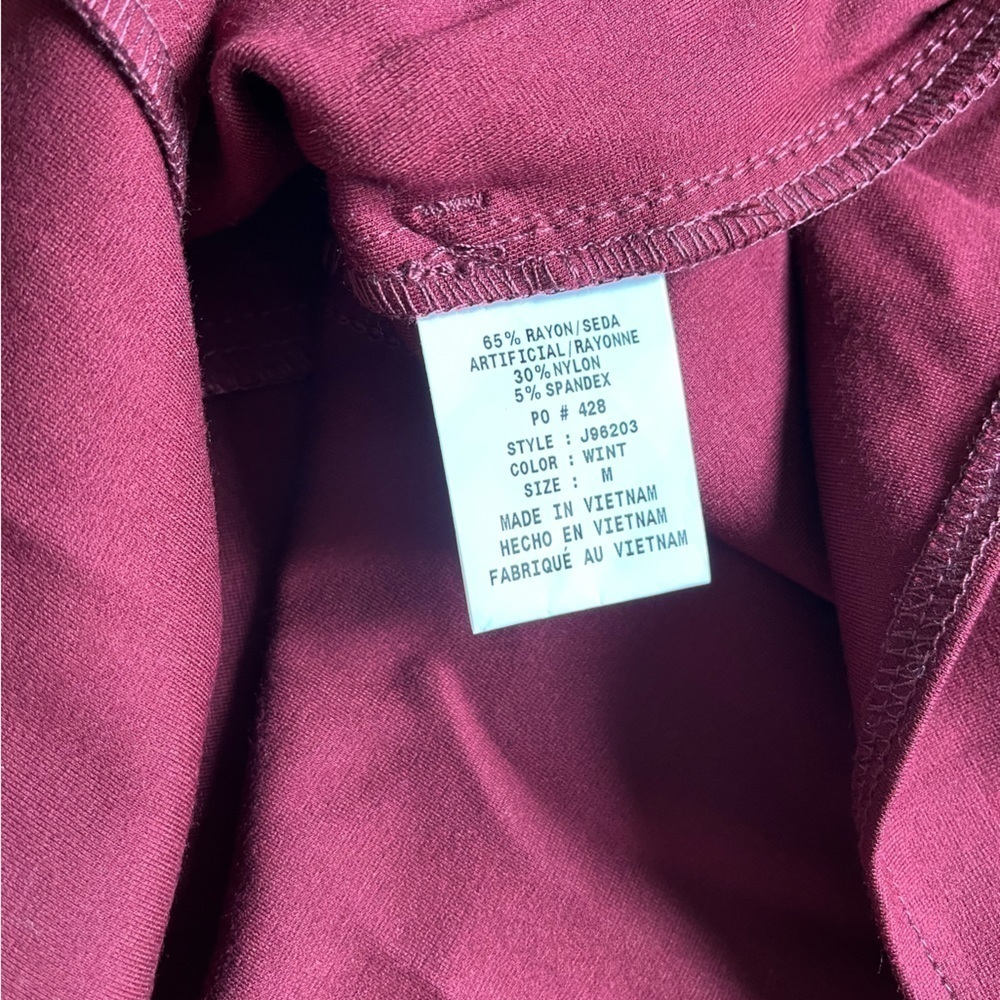 NWT Jaanuu Women's Tulip Mock-Wrap Scrub Top - Wine - Picture 2 of 6